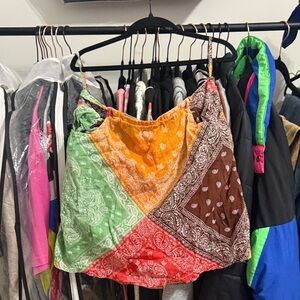 Colorful Patchwork Bandana Print Skirt